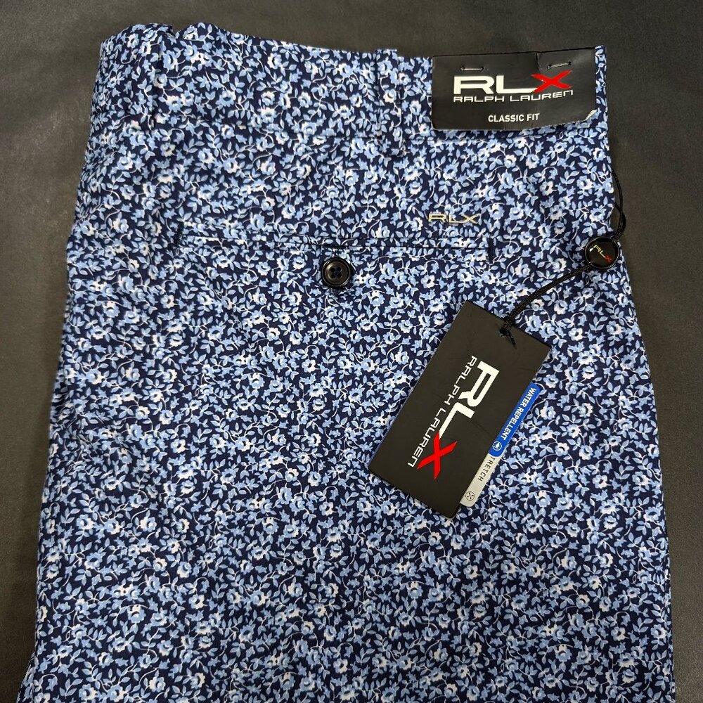 $99 Men’s Ralph Lauren Golf RLX Light Blue Floral Classic Fit Shorts Size 38